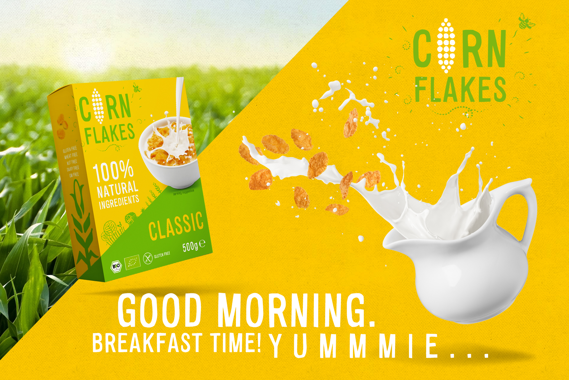 Corn Flakes Packaging Design KeyVisual